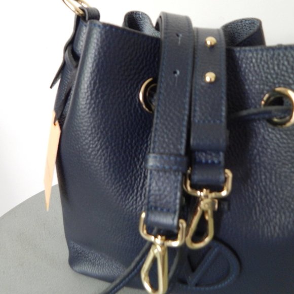 Valentino by Mario Valentino Karl Medallion Leather Bucket Bag VA2865 Authentic - Picture 13 of 16